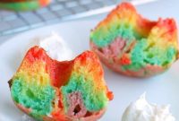 Whimsical Rainbow Bundtlets with Fluffy Marshmallow Clouds