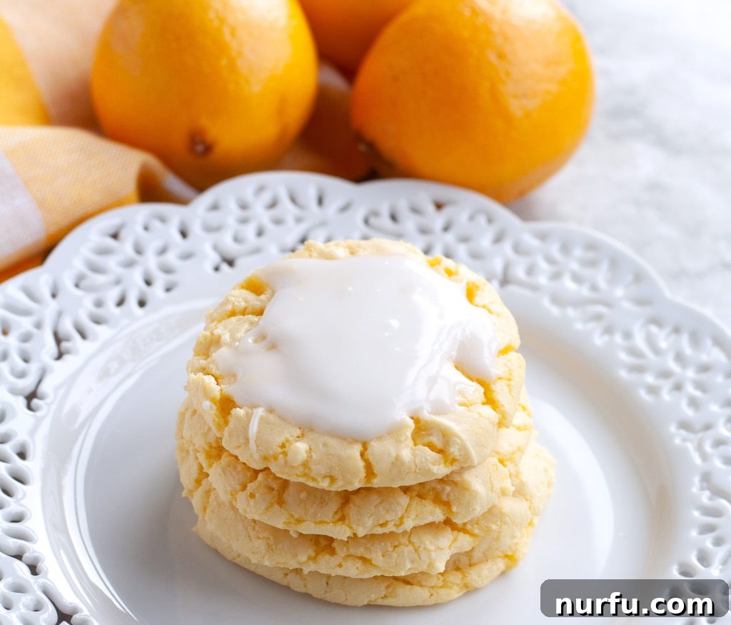 Lemon Cake Mix cookies on a Plate A plate of delicious Cake Mix Cookies, ready to be enjoyed.