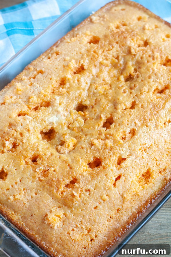 Orange Cake in a baking dish with holes