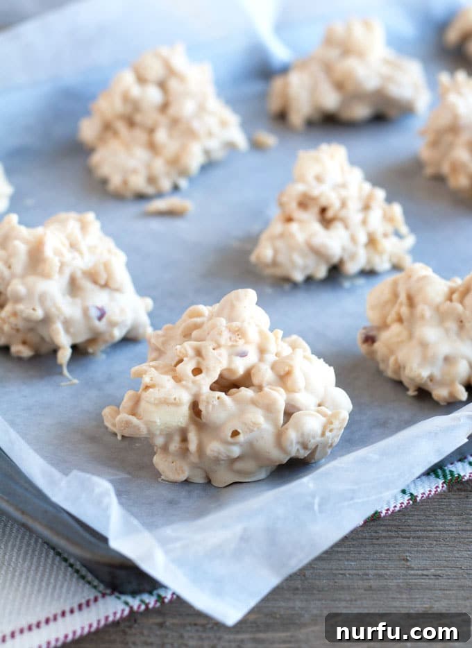 No bake peanut clusters on parchment
