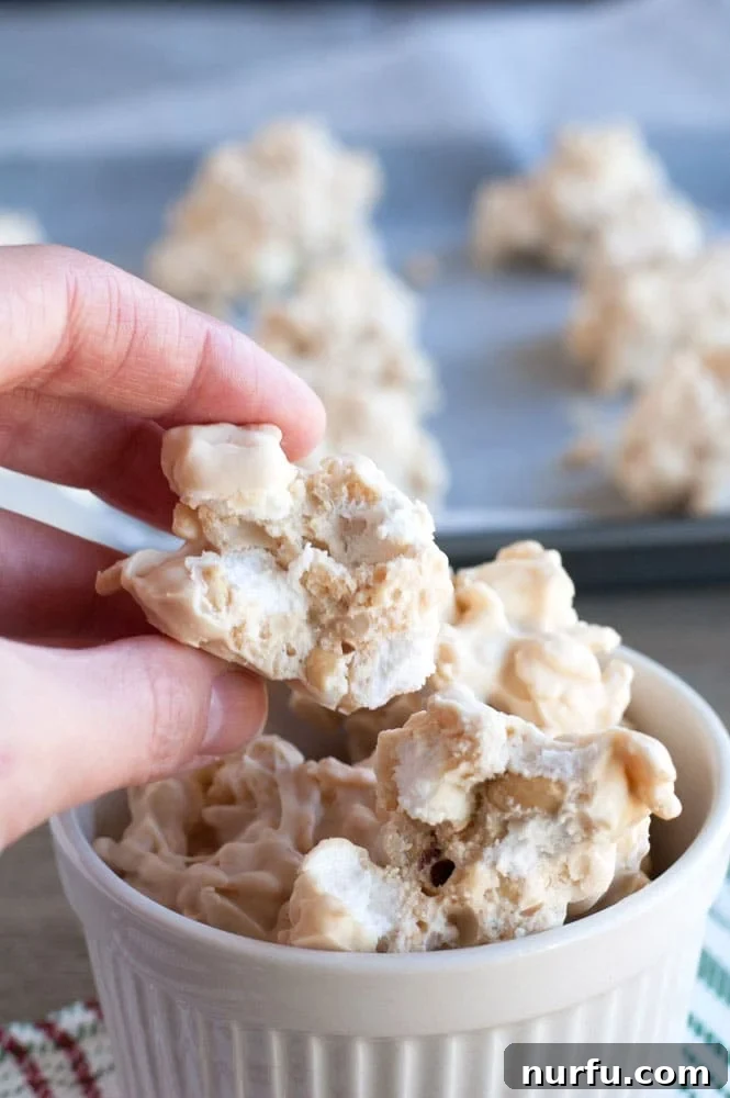 No bake peanut, marshmallow, white chocolate clusters 