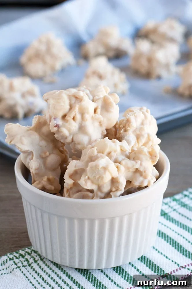 No bake peanut clusters in a bowl