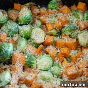 Brussels sprouts and squash.