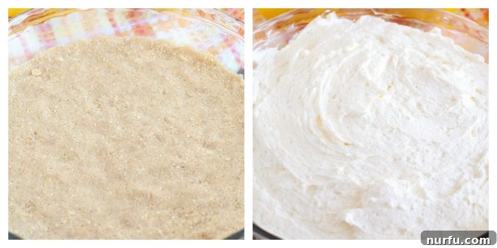 Close-up view of a perfectly baked lemon cookie crust in a glass pie plate, next to a bowl of vibrant blueberry pie filling, ready for assembly into a delicious pie.