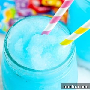 Blue slushie in glass