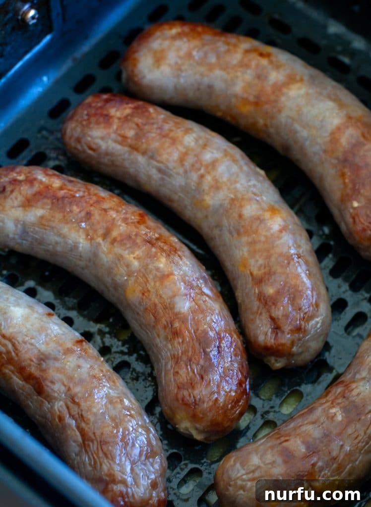 Crispy Air-Fried Sausages 3 Cooked sausages