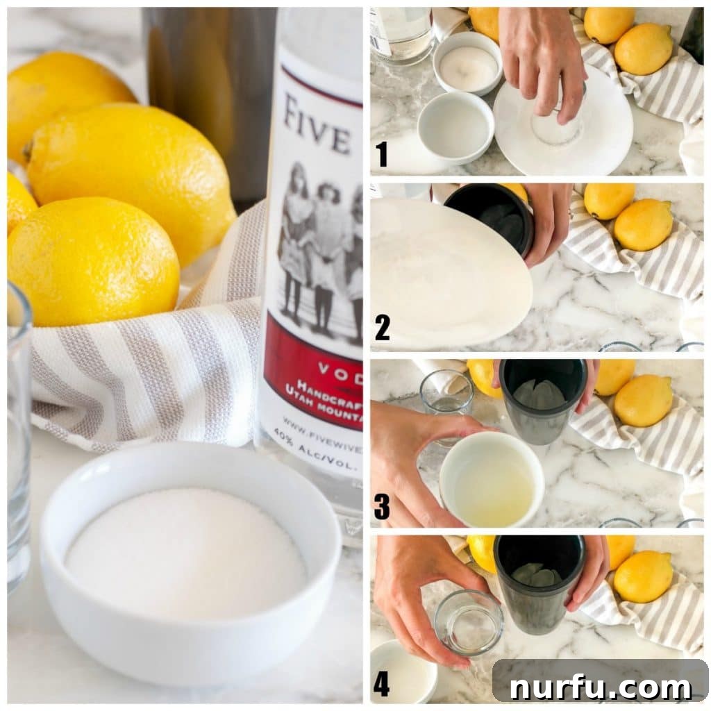 Zesty Lemon Shooters 3 Bowl of sugar, lemons, vodka