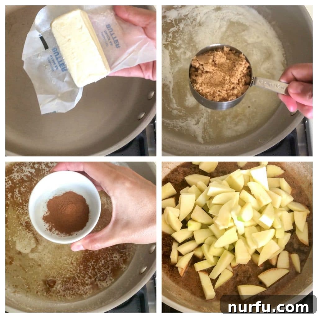 Sweet Skillet Apples 3 butter, brown sugar, cinnamon apples