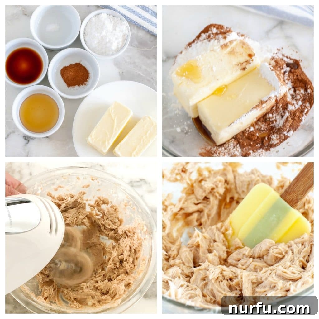 Copycat Texas Roadhouse Cinnamon Butter 3 butter, cinnamon, honey, vanilla and powdered sugar in bowls and then whipped.