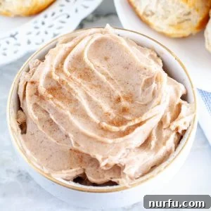 Whipped cinnamon butter in a bowl