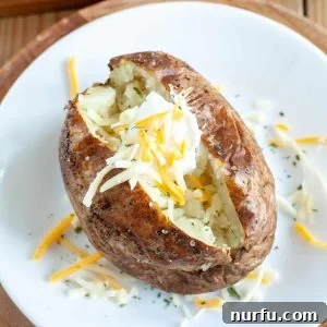 Crisp Air Fryer Baked Potatoes 5 Baked potato with cheese and sour cream