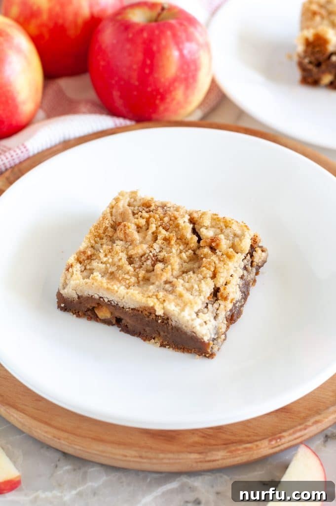 Spiced Apple Gingerbread Squares 2 gingerbread bar on a white plate