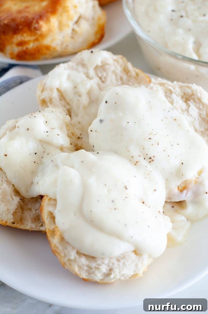 Creamy Country Gravy 5 gravy on biscuits
