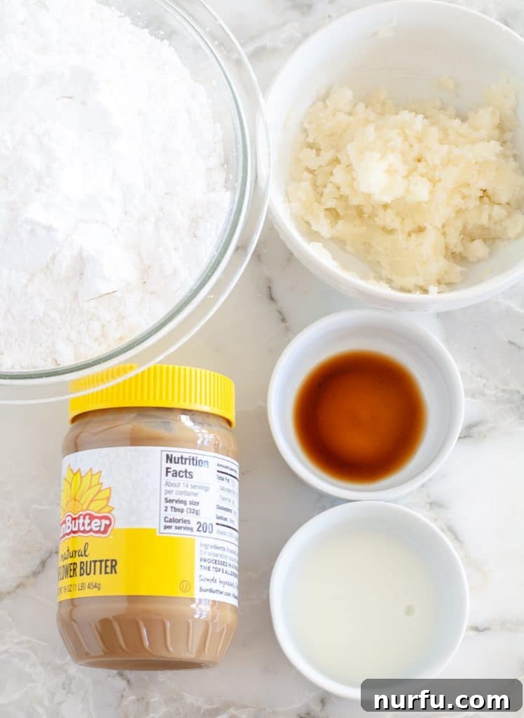 powdered sugar, peanut butter, mashed potato, milk, vanilla