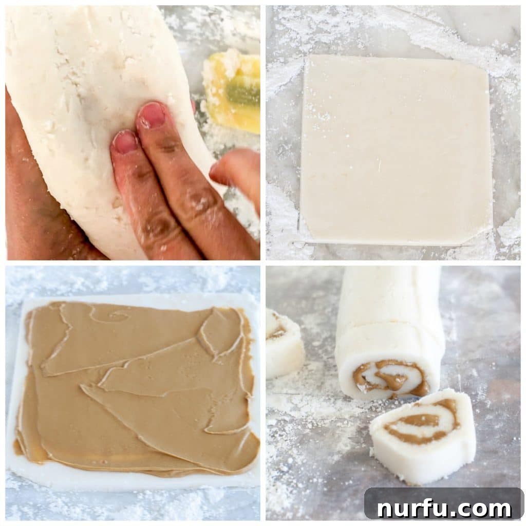candy dough, rolled out with peanut butter