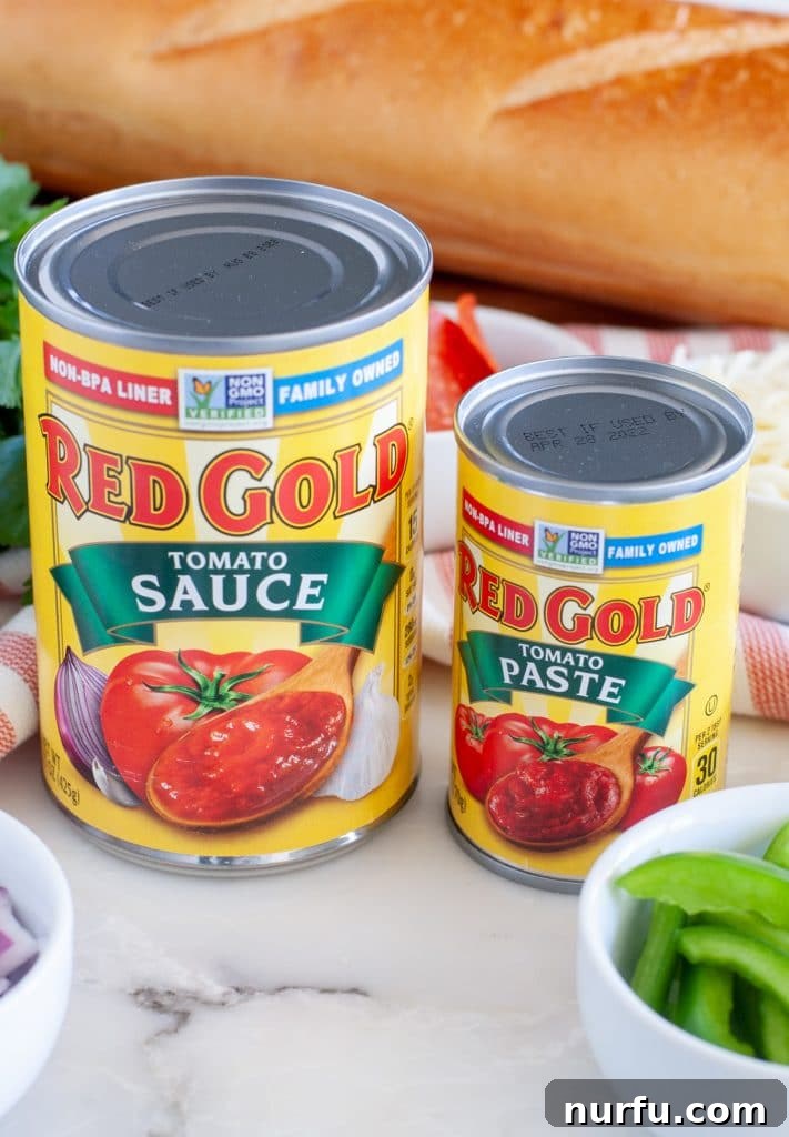 Crispy Baguette Pizza 3 Red Gold Tomato Cans
