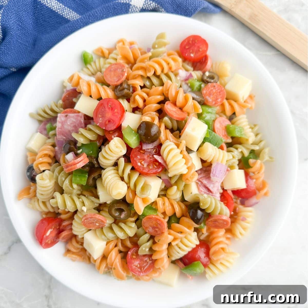 Zesty Pepperoni Pasta Medley 6 Bowl of pasta salad.