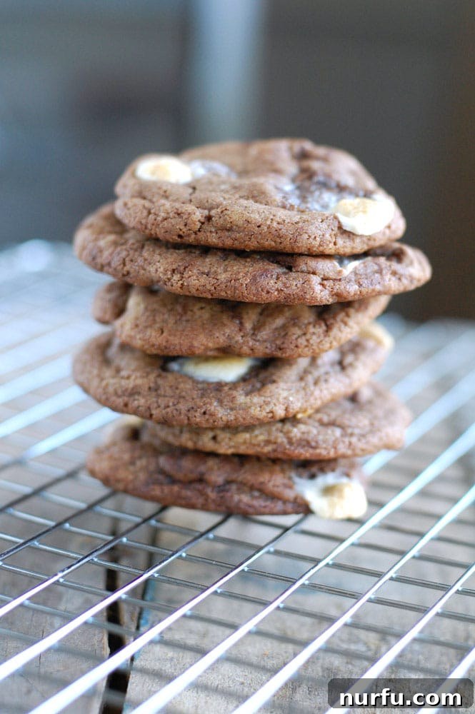 Mexican Hot Chocolate Cookies A stack of freshly baked Mexican Hot Chocolate cookies, showcasing their rich color and inviting texture.