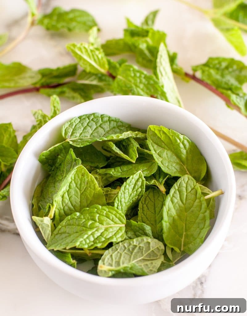 How to Freeze Fresh Mint Leaves 2 A bowl of vibrant green mint leaves, ready for freezing.