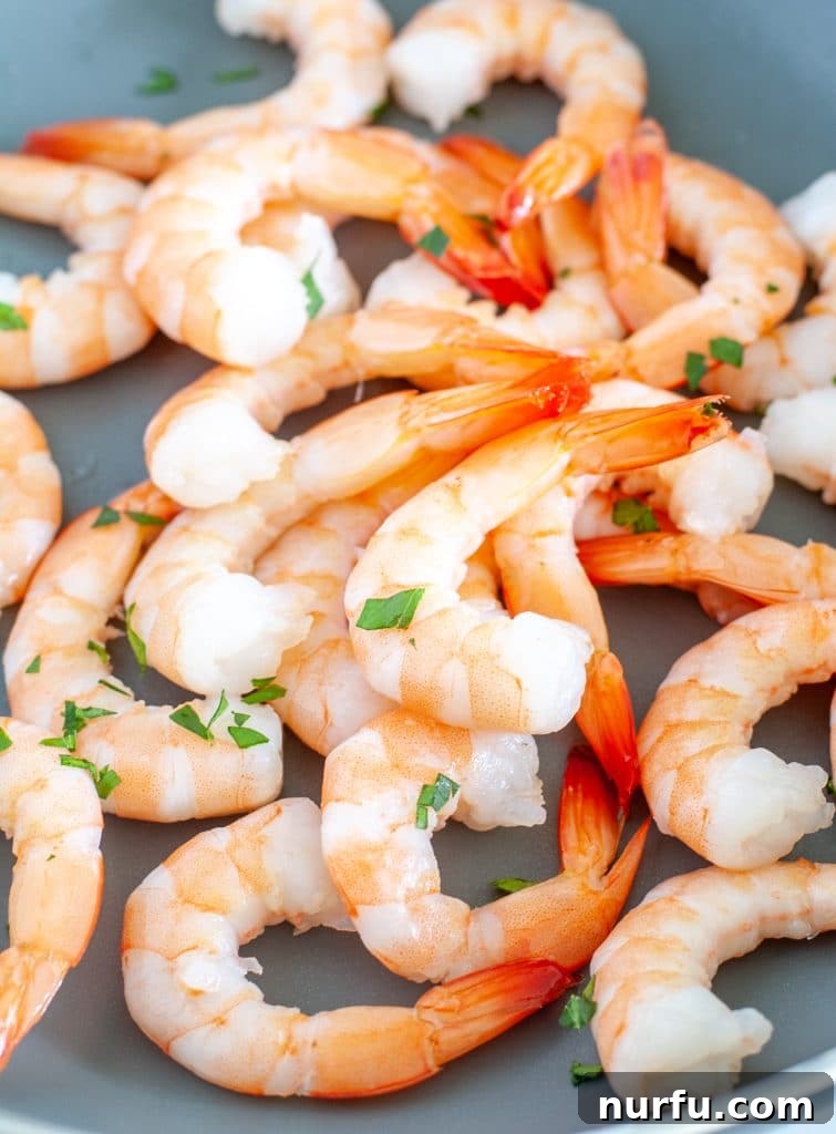 Shrimp in a pan. 