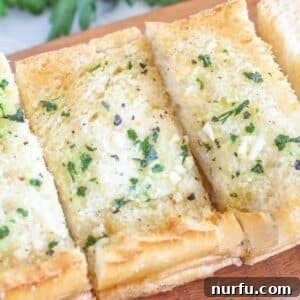 Sliced garlic bread.