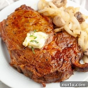 Cooked steak on a plate.
