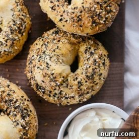 Freshly baked air fryer everything bagels, sprinkled generously with seasoning.