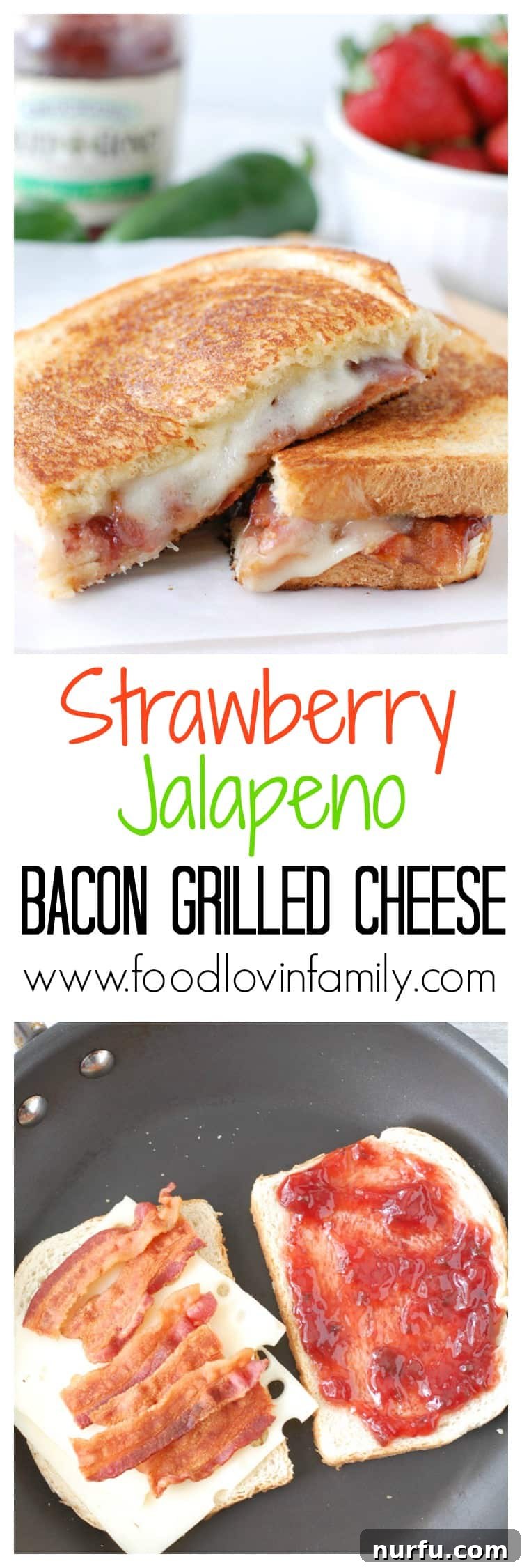 Strawberry Jalapeno Bacon Melt 7 A creative collage featuring the Strawberry Jalapeno Bacon Grilled Cheese sandwich from different angles, highlighting its unique ingredients and appealing presentation.
