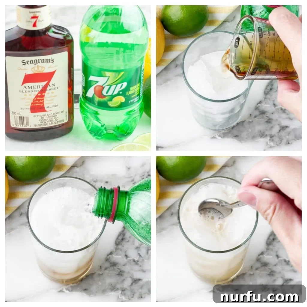 The Lucky Seven Highball 3 Bottle of whiskey and 7Up.