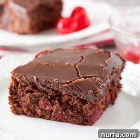 Piece of chocolate cake on a plate.