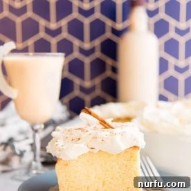 Coquito Tres Leches Cake, a creamy milk cake.