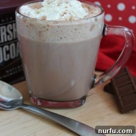 Mug of hot chocolate and whipped cream.