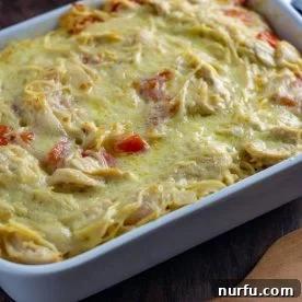 Baked Spaghetti Casserole with chicken and cheese