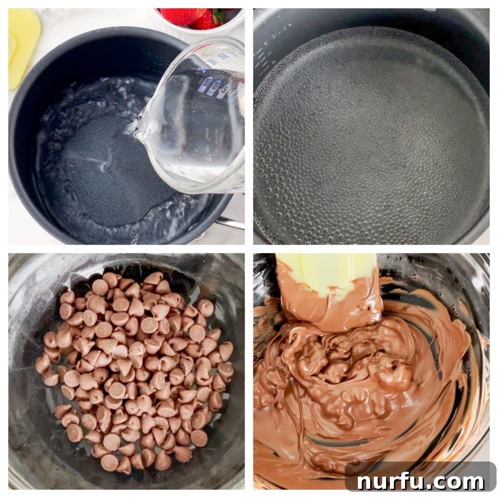 Mastering Melted Chocolate: 3 Simple Techniques 5 Chocolate chips in double boiler.
