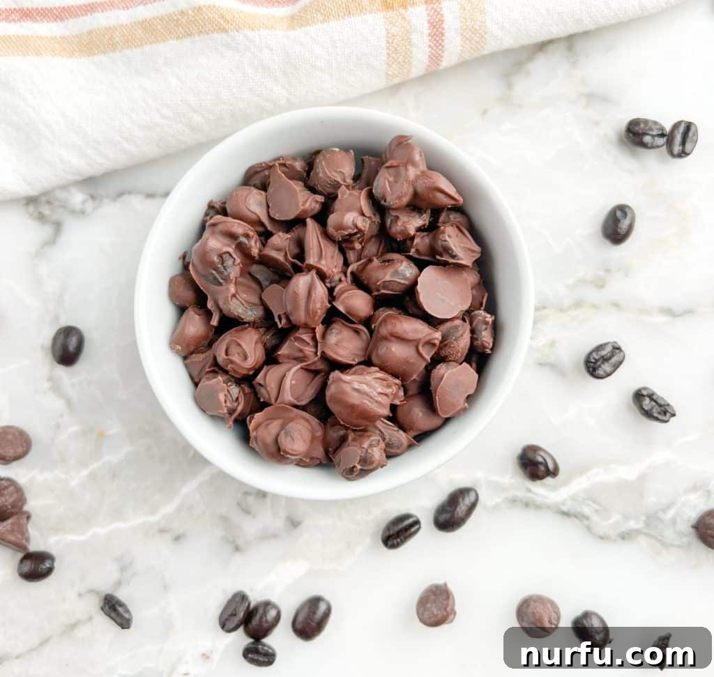 Crafting Perfect Chocolate Espresso Beans 2 Bowl of homemade chocolate covered espresso beans, ready to be enjoyed.