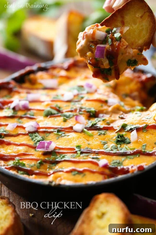 15 Next-Level Dips for Your Best Party Yet 6 Warm and savory BBQ Chicken Dip, perfect for any party.