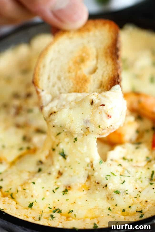 15 Next-Level Dips for Your Best Party Yet 7 Elegant and flavorful Shrimp Scampi Dip, a gourmet appetizer idea.