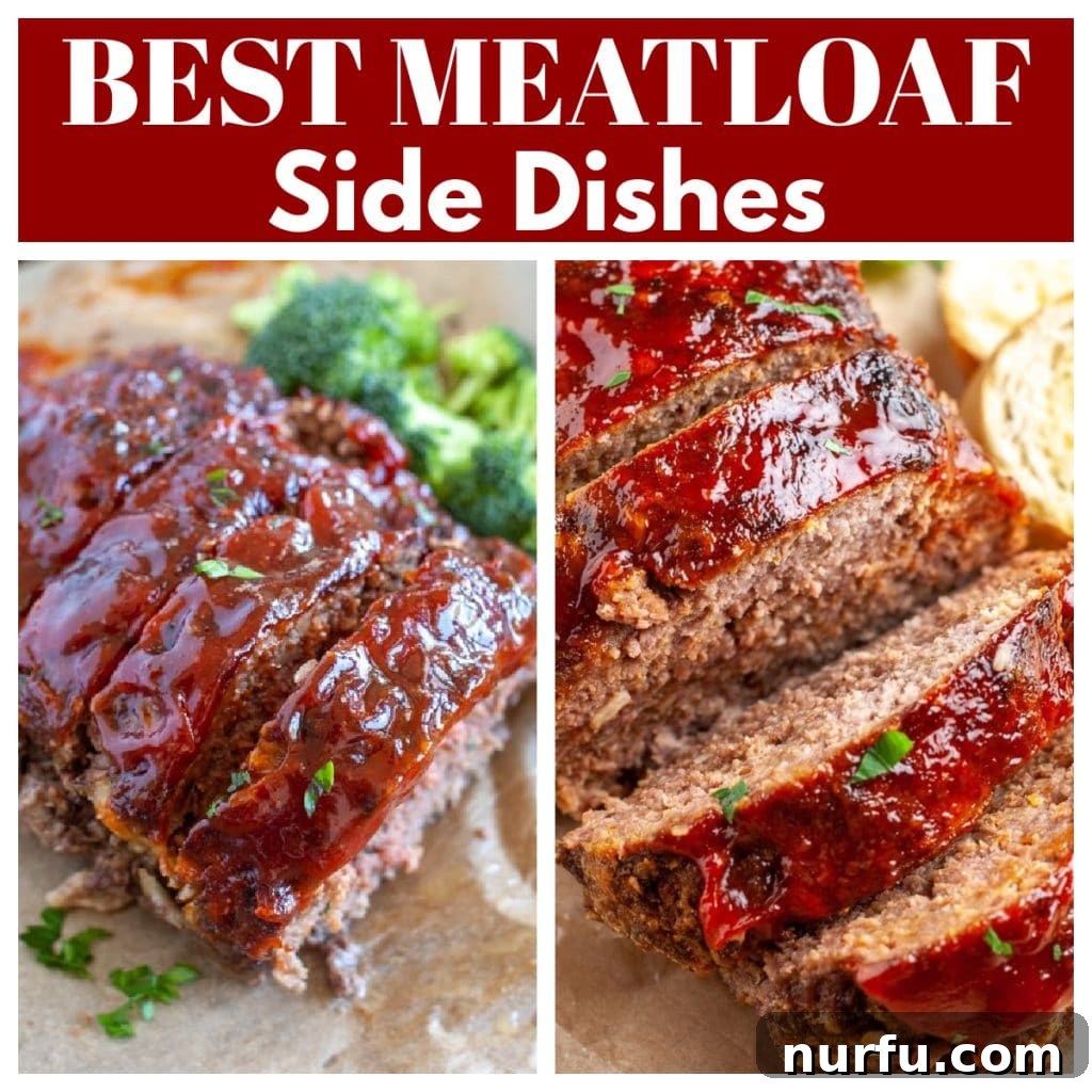 33 Irresistible Sides to Elevate Your Meatloaf 2 Two meatloafs sliced and ready to serve, accompanied by a selection of delicious side dishes, perfect for a comforting family dinner.
