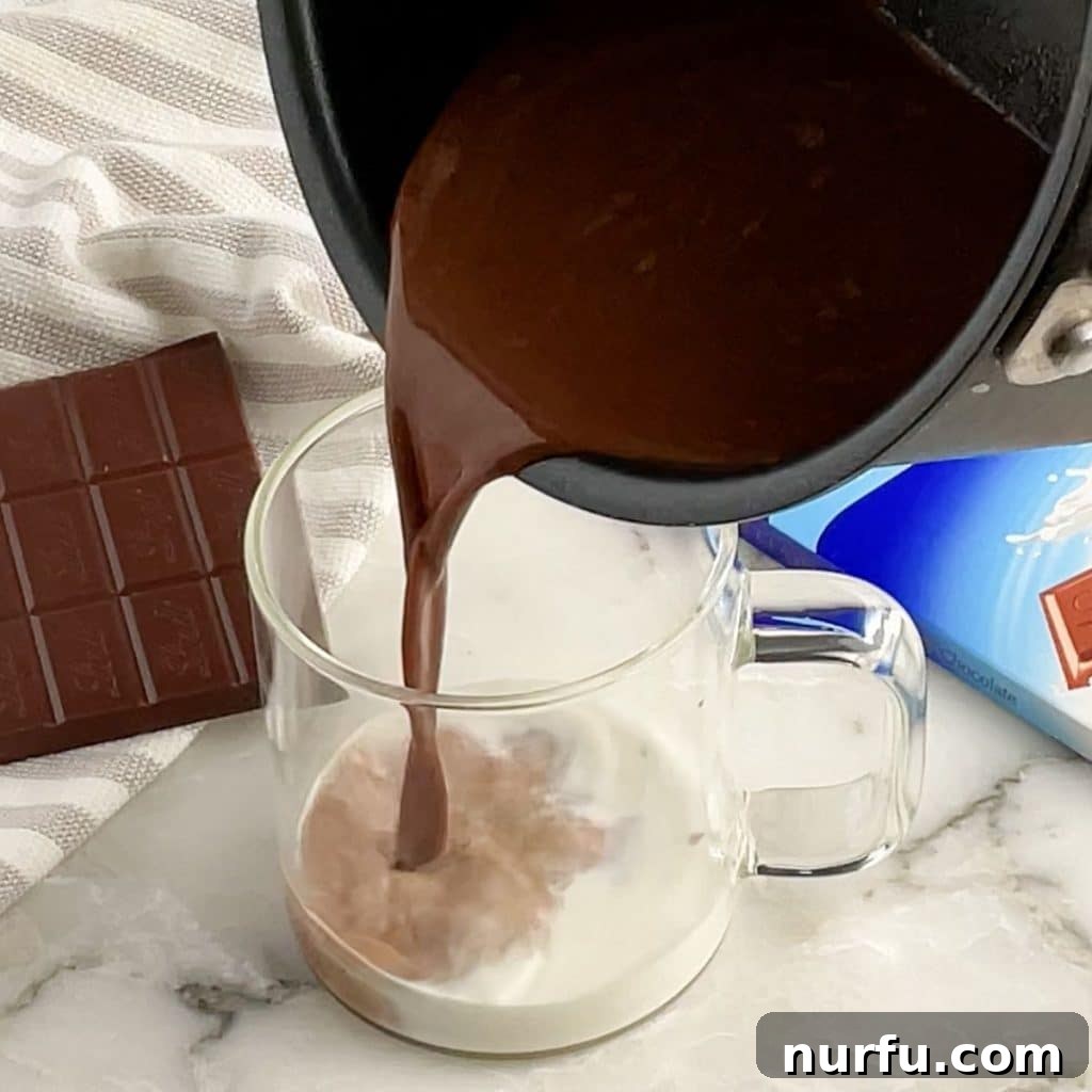 Quick and Easy Chocolate Coffee Bliss 4 Pot of coffee pouring into mug.