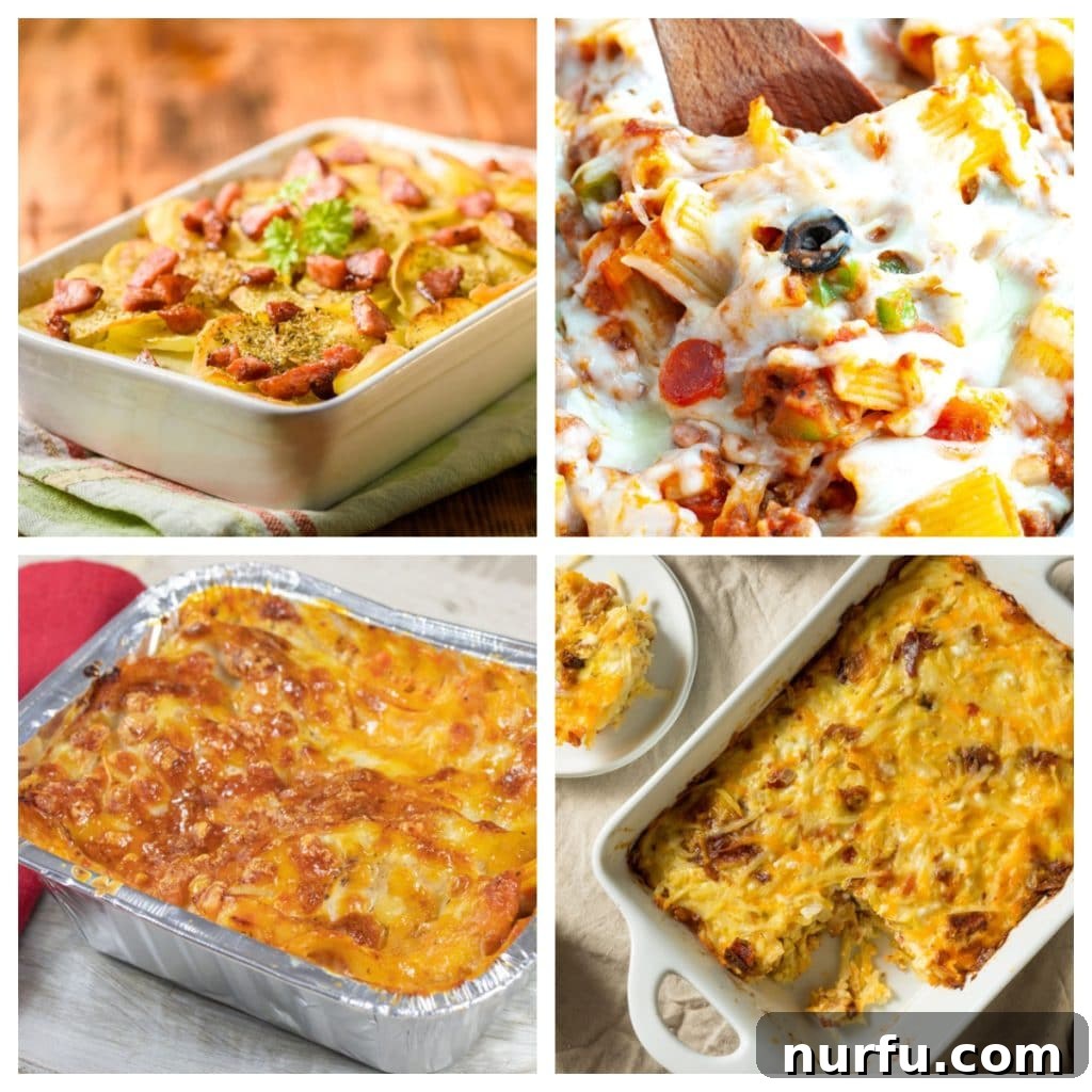 Irresistible Sausage Casserole Ideas 2 Pan of lasagna, pan of sausage casserole.