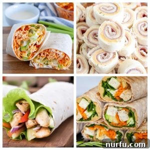 Chicken tortilla wrap, ham and cheese wrap, and chicken wrap.