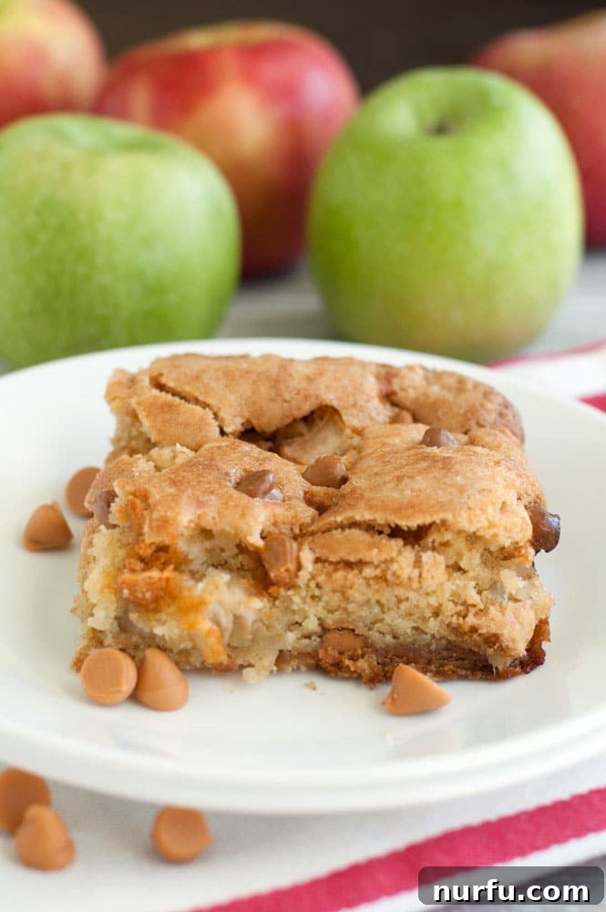 Golden Apple Butterscotch Bake 2 A close-up shot of a full fresh apple cake with butterscotch chips, showcasing its inviting texture.