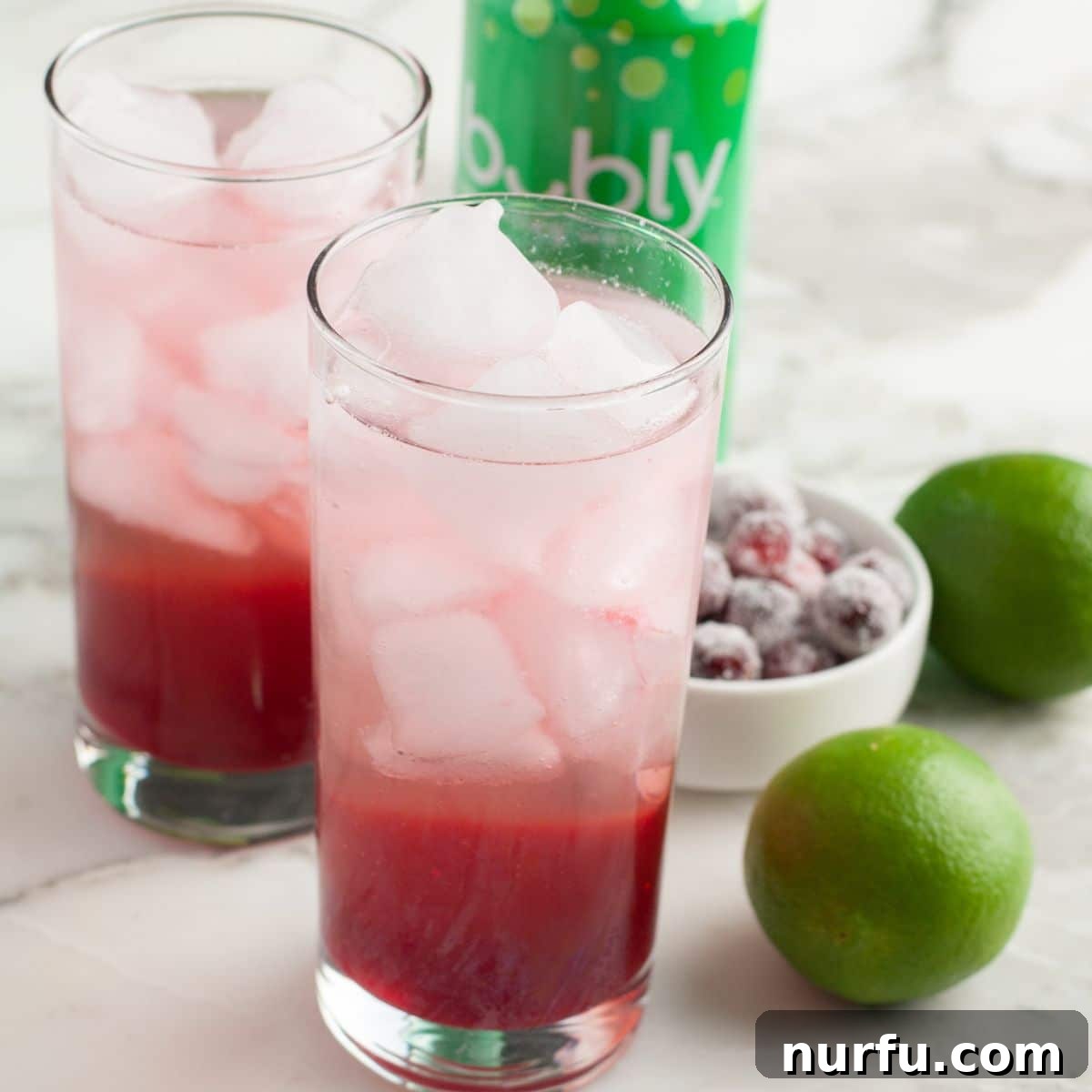 Crimson Citrus Sparkle 7 Glass with cranberry mocktail.