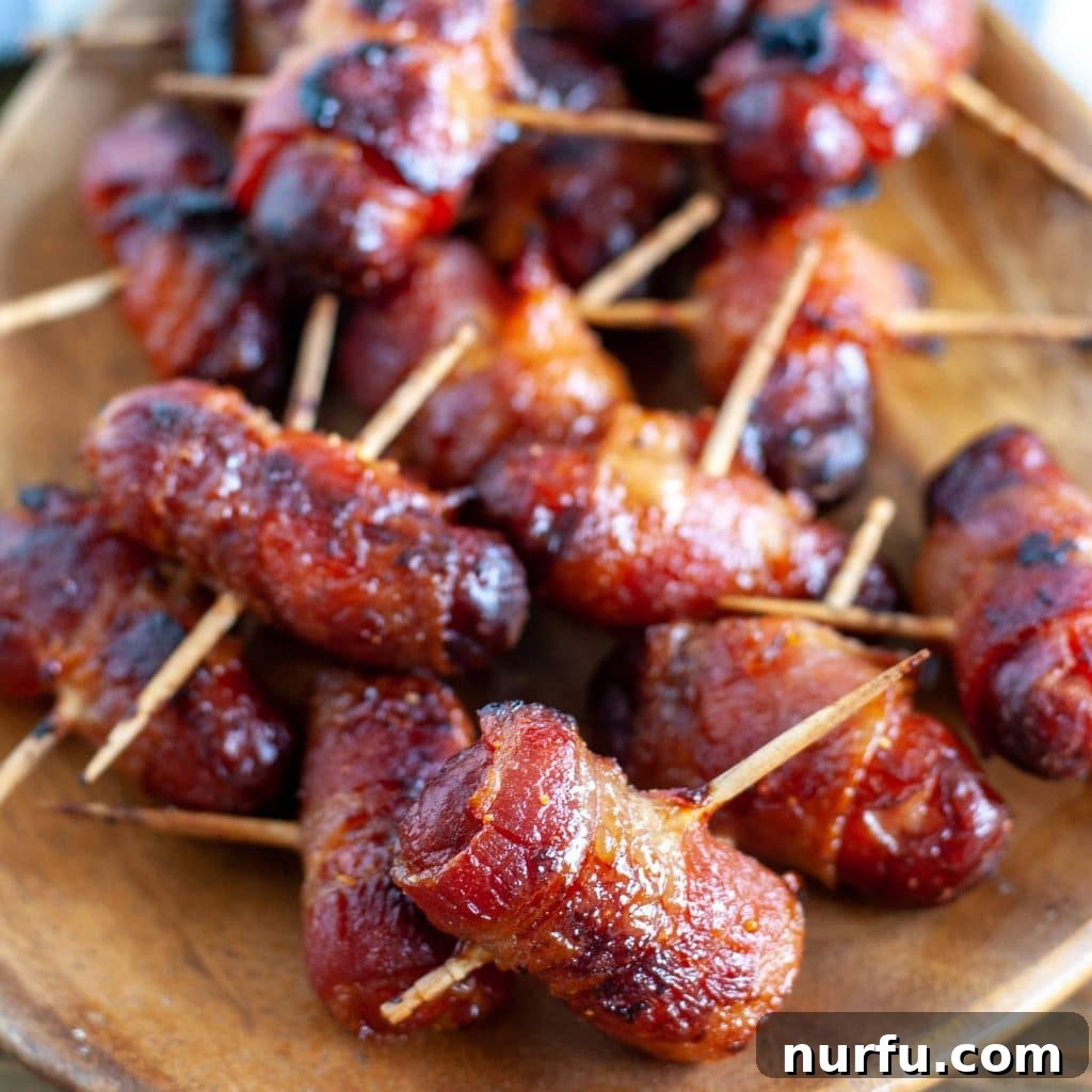 21 Perfect Sides for Your Mac and Cheese 5 bacon wrapped smokies on a plate