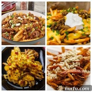 Loaded cheese fries, a classic comfort food.