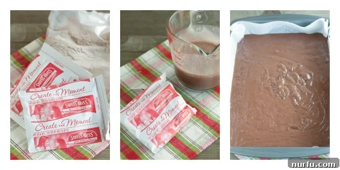 Hot Chocolate Poke Cake makes a great Holiday dessert Steps to making hot chocolate cake visually demonstrated
