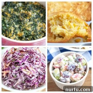 Pork Chop Sides: Your Guide to Perfect Pairings 3 Spinach casserole, corn casserole, slaw, and fruit salad.