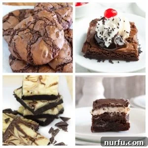 27 Genius Ways to Transform Your Brownie Mix 3 Chocolate cookies, brownie sundae, and brownies.
