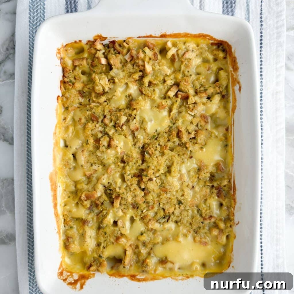 Quick Chicken and Stuffing Casserole 7 Casserole dish with chicken and stuffing.