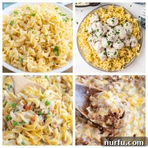 Egg noodles, swedish meatballs, noodle casseroles.